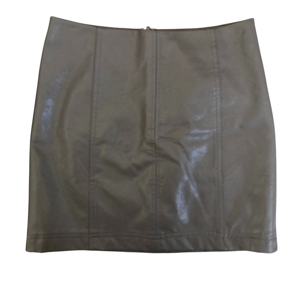 Women's Classic Sexy Gray Faux Leather Mini Skirt Back Zipper NWT Sz M